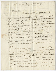 Edward Hitchcock letter to Benjamin Silliman, 1839 July 20