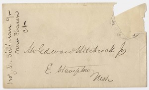 Benjamin Silliman, Jr. envelope to Edward Hitchcock, Jr.