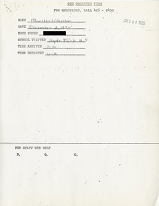 Citywide Coordinating Council daily monitoring report for Hyde Park High School by Marilee Wheeler, 1975 December 2