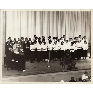 Choir performs on stage