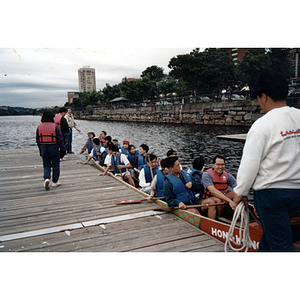 Boaters prepare for the final practice before the Dragon Boat Festival race