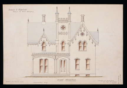 Front elevation of the James F. Bigelow House, Rockland, Mass., 1857