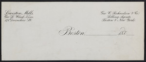 Letterhead for Geo. C. Richardson & Co., selling agents, Boston and New York, 1870s