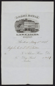 Billhead for the Adams House, hotel, 371 Washington Street, Boston, Mass., dated May 1, 1848