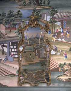 China Trade Room wallpaper and mirror, Beauport, Sleeper-McCann House, Gloucester, Mass.