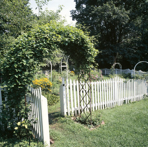 Dorothy's garden, looking through the gate, Codman House, Lincoln, Mass.