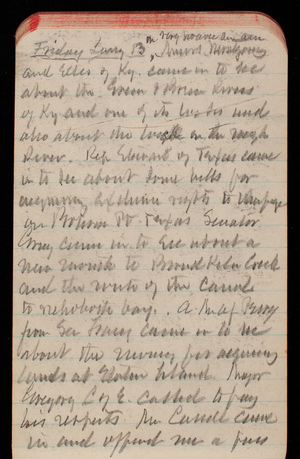 Thomas Lincoln Casey Notebook, December 1892-February 1893, 41, Friday January 13th