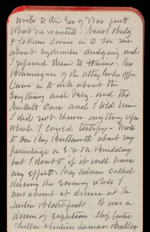Thomas Lincoln Casey Notebook, February 1890-April 1890, 85, wrote to the Sec of War just