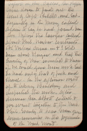 Thomas Lincoln Casey Notebook, February 1893-May 1893, 70, report on the [illegible]. Gen Ruggles