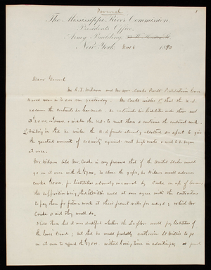 [Cyrus] B. Comstock to Thomas Lincoln Casey, November 6, 1890