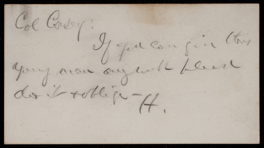 Rutherford B. Hayes to Thomas Lincoln Casey, undated (1)