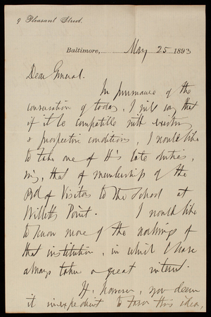 [William] P. Craighill to Thomas Lincoln Casey, May 25, 1893