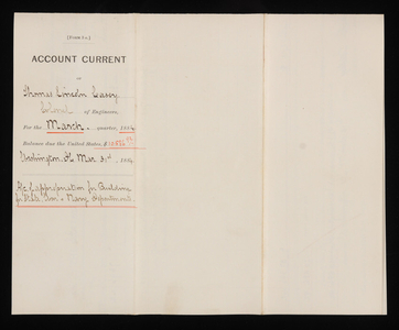 Accounts Current of Thos. Lincoln Casey - March 1884, March 31, 1884