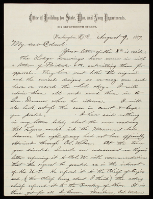 Bernard R. Green to Thomas Lincoln Casey, August 9, 1887