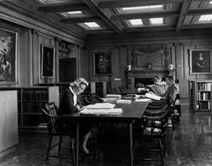 Researchers in Ellis Hall, Massachusetts Historical Society