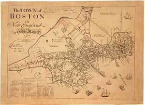 The Town of Boston in New England by Capt. John Bonner, 1722. Aetatis Suae 60
