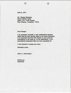 Letter from Mark H. McCormack to George Blumberg