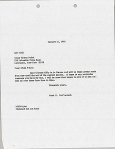 Letter from Mark H. McCormack to Vivian Polak