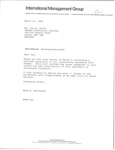 Letter from Mark H. McCormack to Ian M. Scott