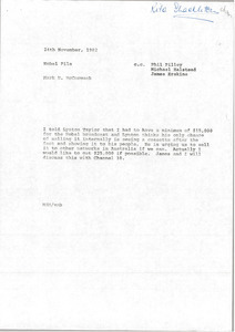 Memorandum from Mark H. McCormack concerning the Nobel Prize