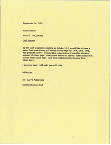 Memorandum from Mark H. McCormack to Hans Kramer