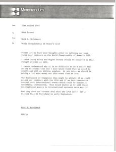 Memorandum from Mark H. McCormack to Hans Kramer