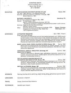 Resume of Christine Lenick