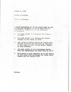 Memorandum from Mark H. McCormack to Arthur Rosenblum