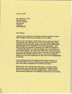 Letter from Mark H. McCormack to Maurie R. Davis