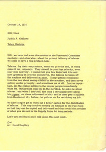 Letter from Judy A. Chilcote to Bill Jones