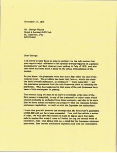 Letter from Mark H. McCormack to George Wilson