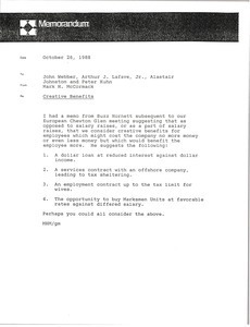 Memorandum from Mark H. McCormack to John Webber, Arthur J. Lafave, Alastair Johnston, and Peter Kuhn