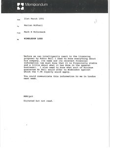 Memorandum from Mark H. McCormack to Marian McPhail