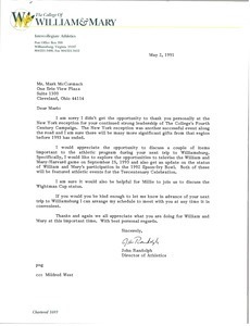 Letter from John Randolph to Mark H. McCormack