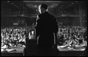 Arthur M. Schlesinger, Jr., speaking at the National Teach-in on the Vietnam War: view from rear stage