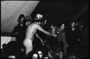 Yippies on stage at the Counter-inaugural Ball, 1969