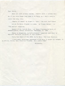 Letter from Lillian Katzman to David Levering Lewis
