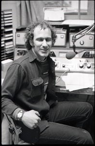 Informal portrait of Richard Safft in radio broadcast studio