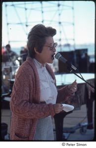 MUSE concert and rally: unidentified woman speaking at the No Nukes rally