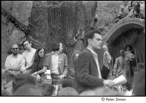 Kent State Shooting Demonstration at the Boston State House: protestor speaking at the entrance to Boston Common