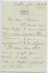 Letter from Henrietta Chapin Seelye to Florence Porter Lyman