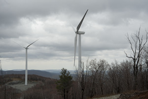 Service road and array of wind turbines, Berkshire Wind Power Project