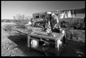 Preparing a meal at the Nevada Test Site peace encampment