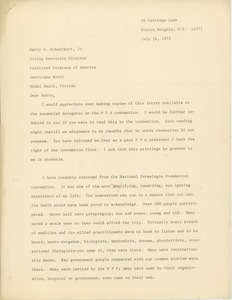 Letter from Robert Moss to Harry A. Schweikert