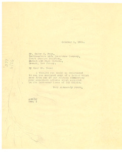Letter from Crisis to Harry H. Pace