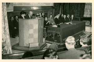 W. E. B. Du Bois speaking at conference in Moscow