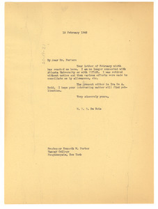 Letter from W. E. B. Du Bois to Kenneth W. Porter