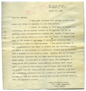 Letter from Kumar Goshal to W. E. B. Du Bois