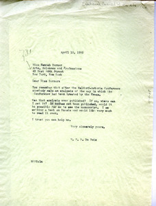 Letter from W. E. B. Du Bois to National Council of the Arts, Sciences, and Professions