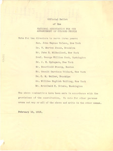 Official ballot of the National Association for the Advancement of Colored People